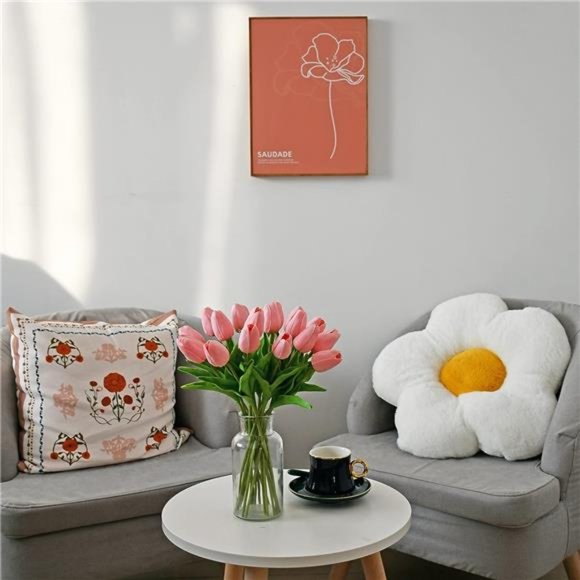 20pcs Light Pink Artificial Tulip Silk Flowers 13.5" Kitchen Wedding Decorations - Picture 4 of 6